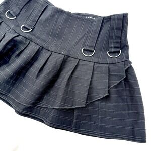 Vtg Y2K Low Rise Micro Mini Skirt S Indie Grunge Alt Festival 2000s Pinstripe